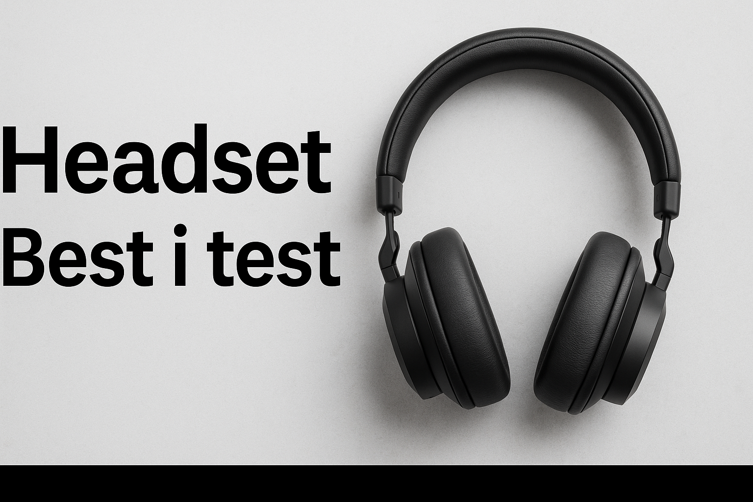 Et bilde av et headset med teksten "Headset best i test" skrevet på