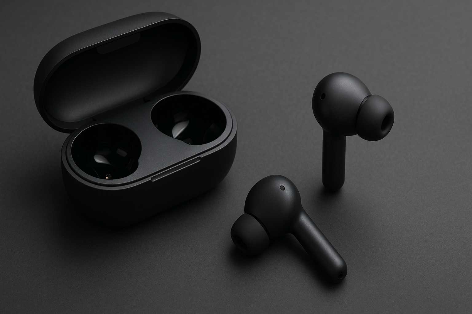 Et sett moderne ørepropper i svart