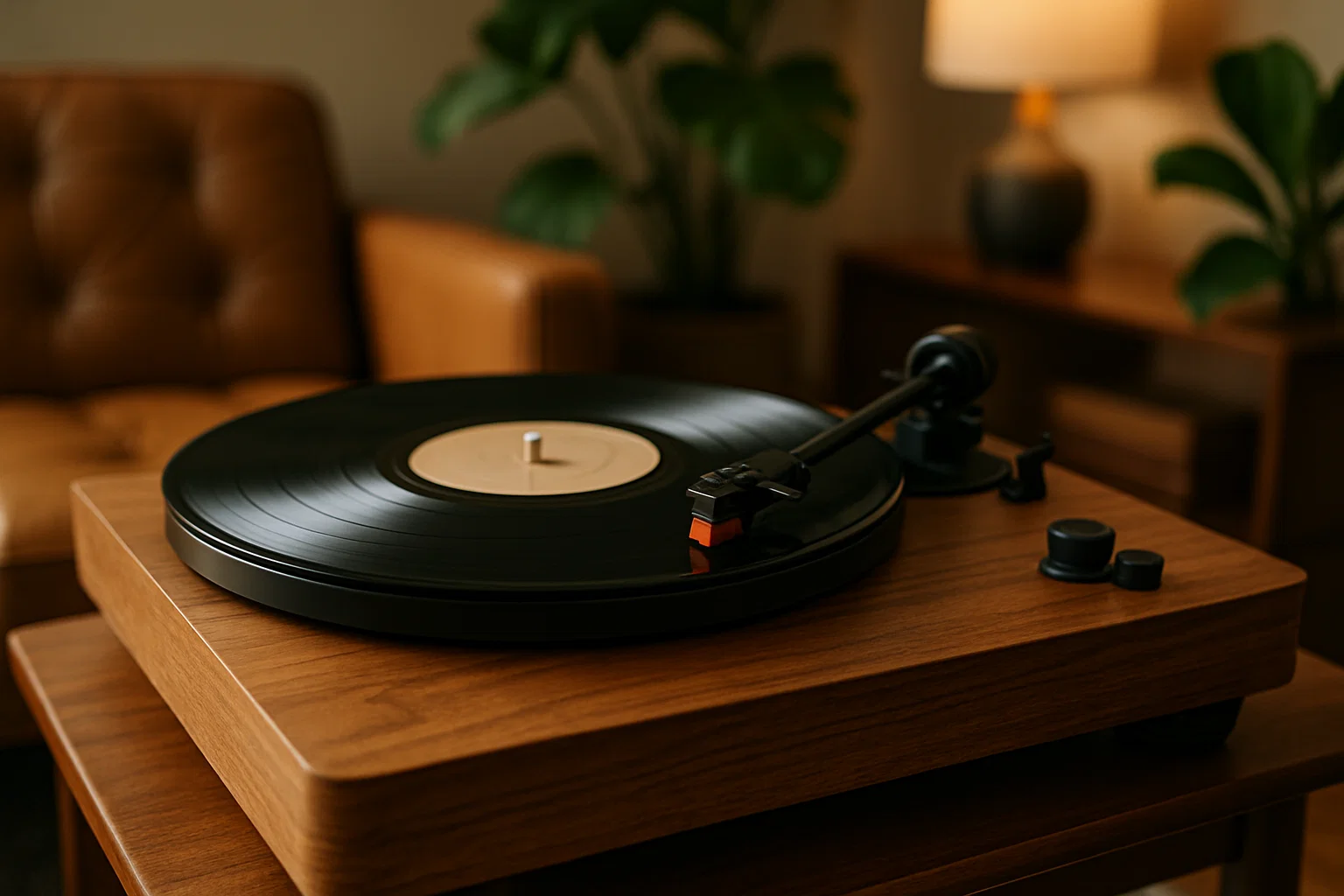 En stilig platespiller i tre